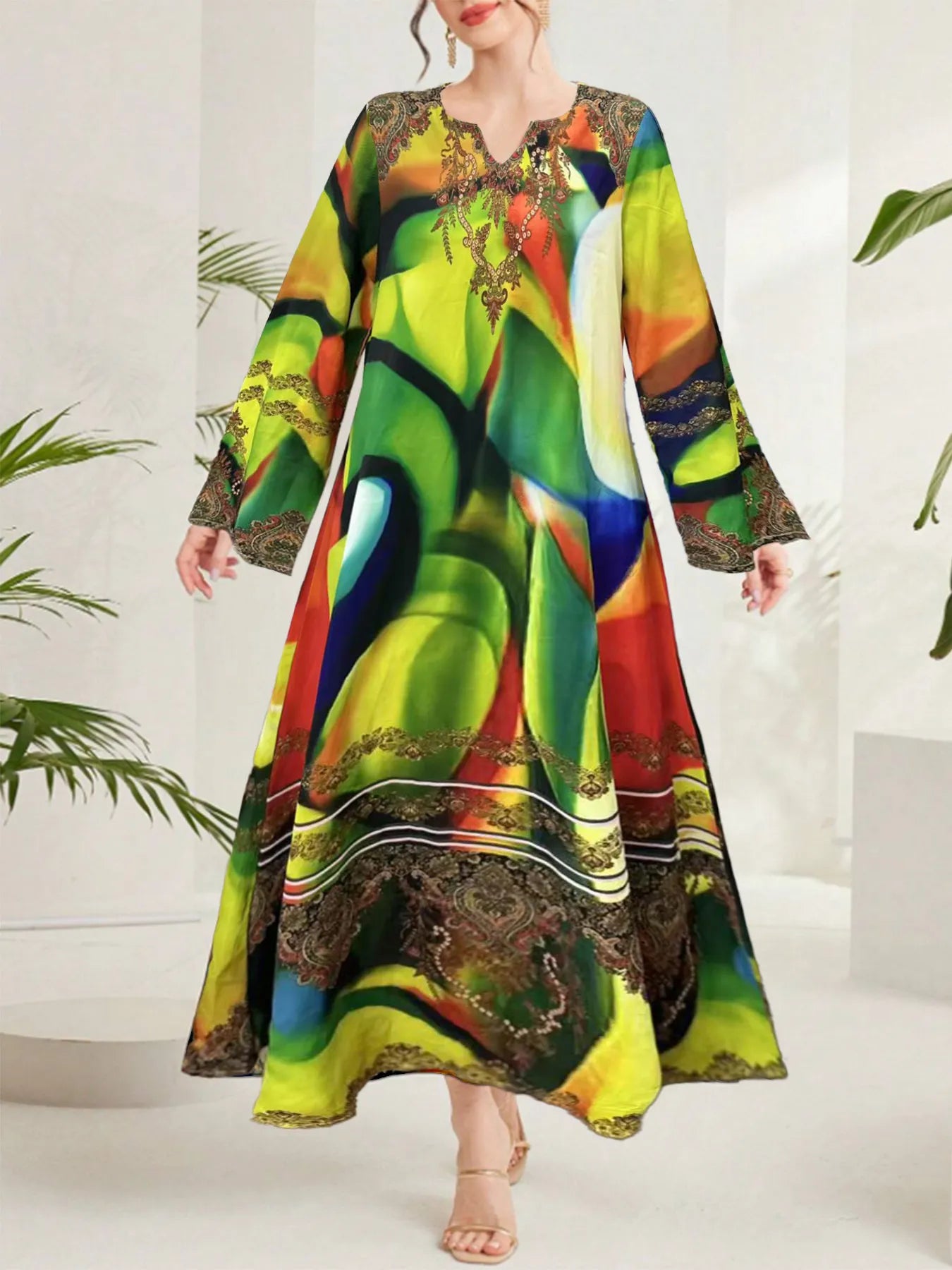 Multi - Color Notched Maxi Dress - The Nicole - Tayan Dress Co.
