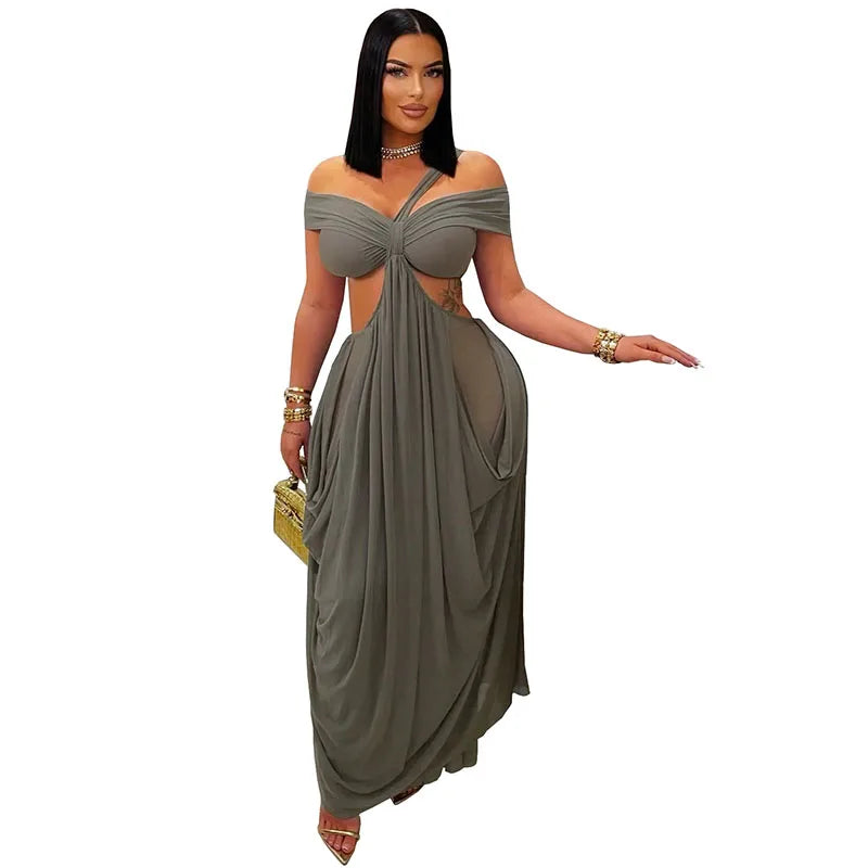 Hollow Back Long Beach Dress