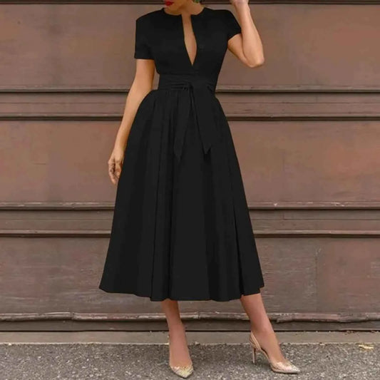 Women Elegant V-Neck Dress