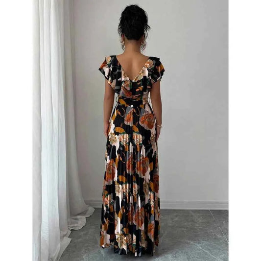 V-Neck Ruffle Elegant Dress