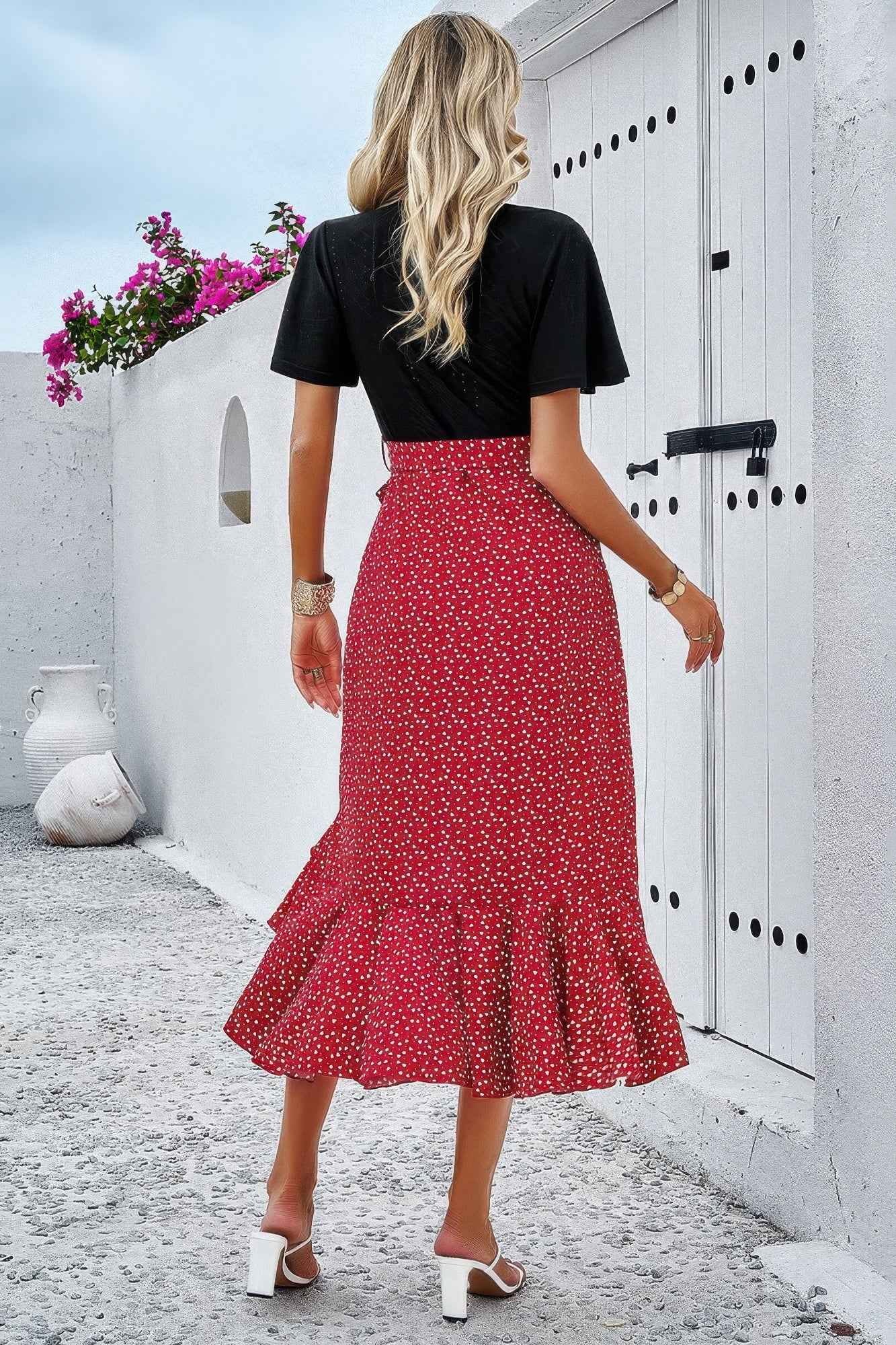 V Neck Cross Color Block Print Dress