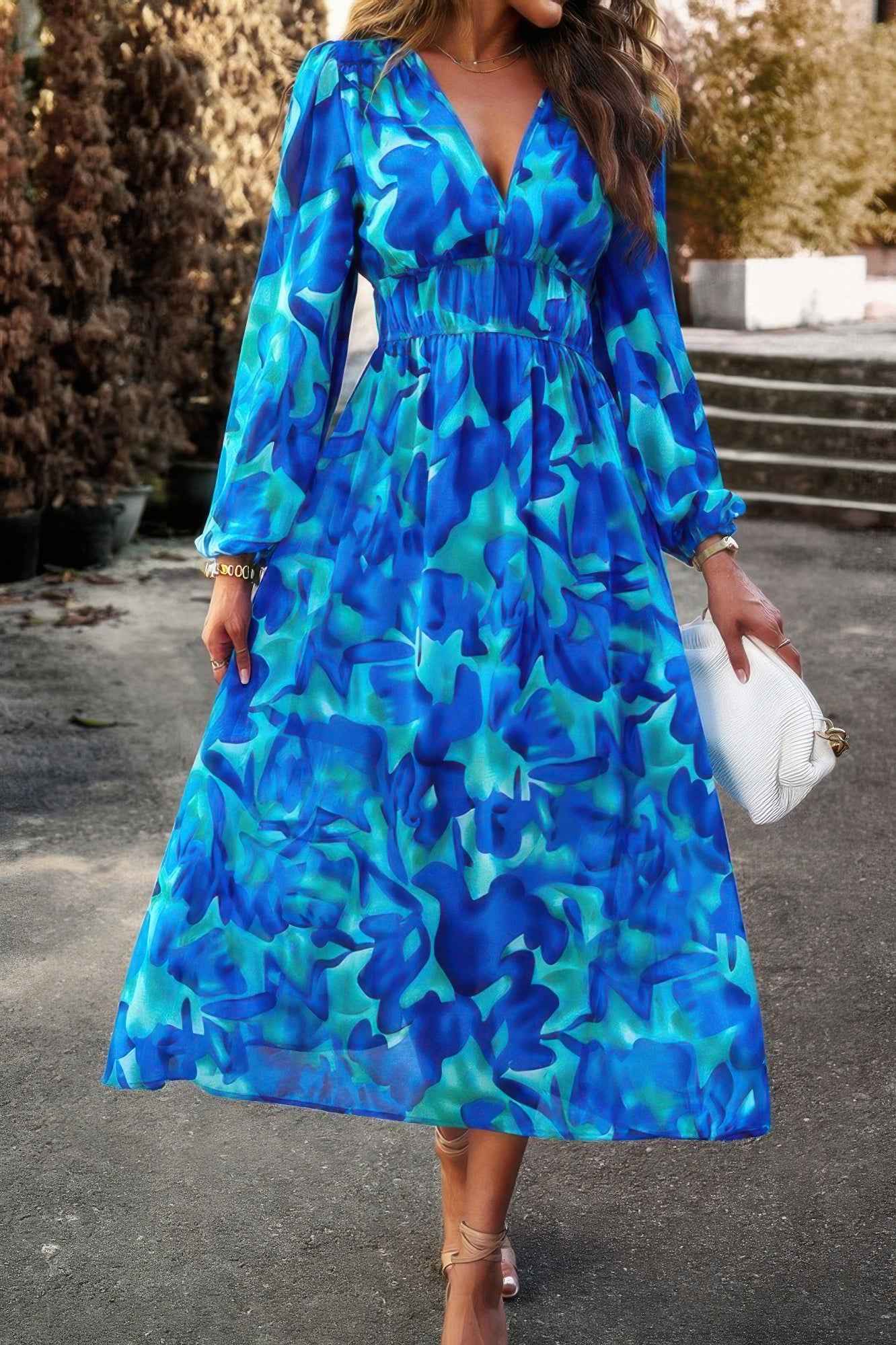Long Sleeve V-Neck Dress