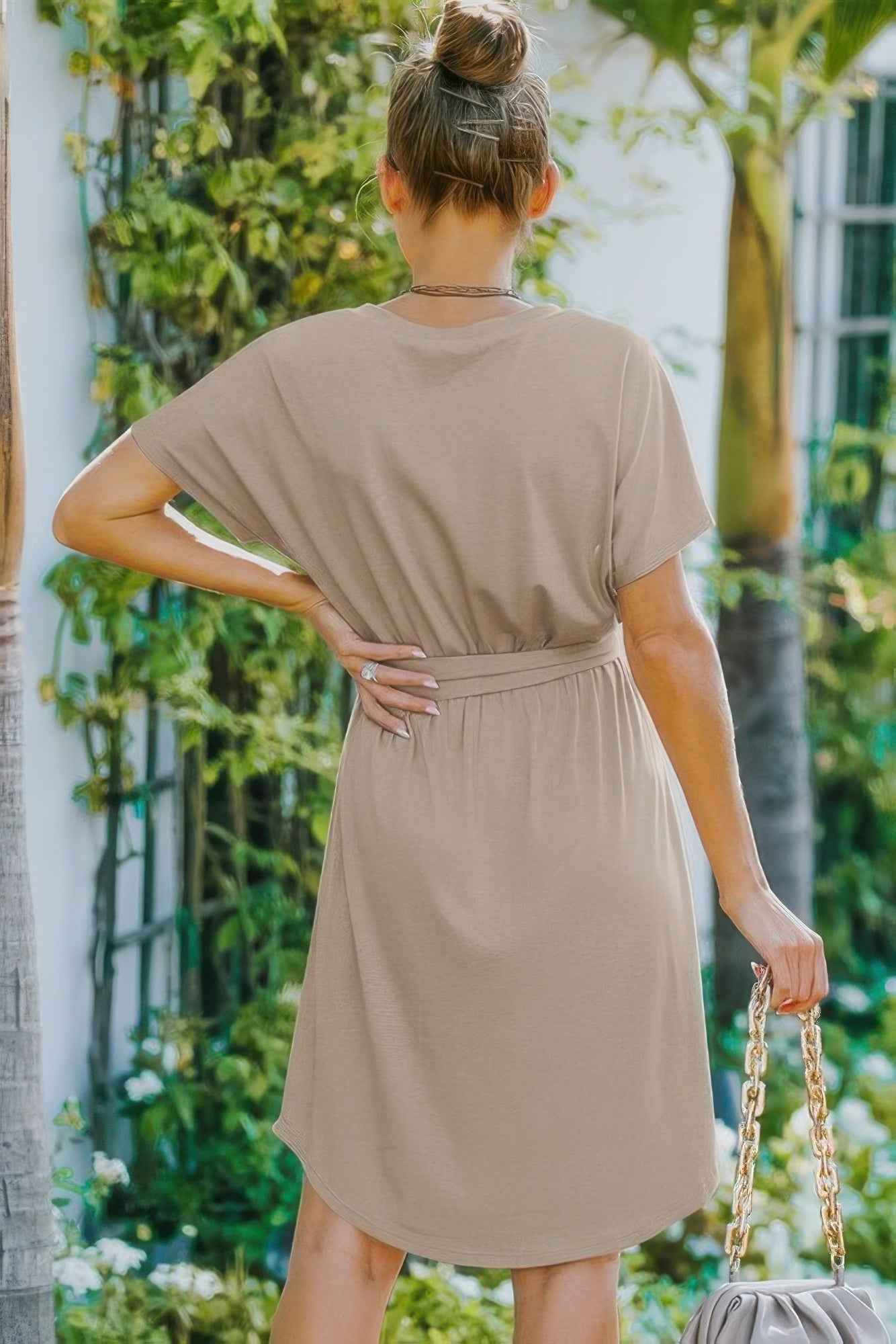Waist Tie V-Neck Dress