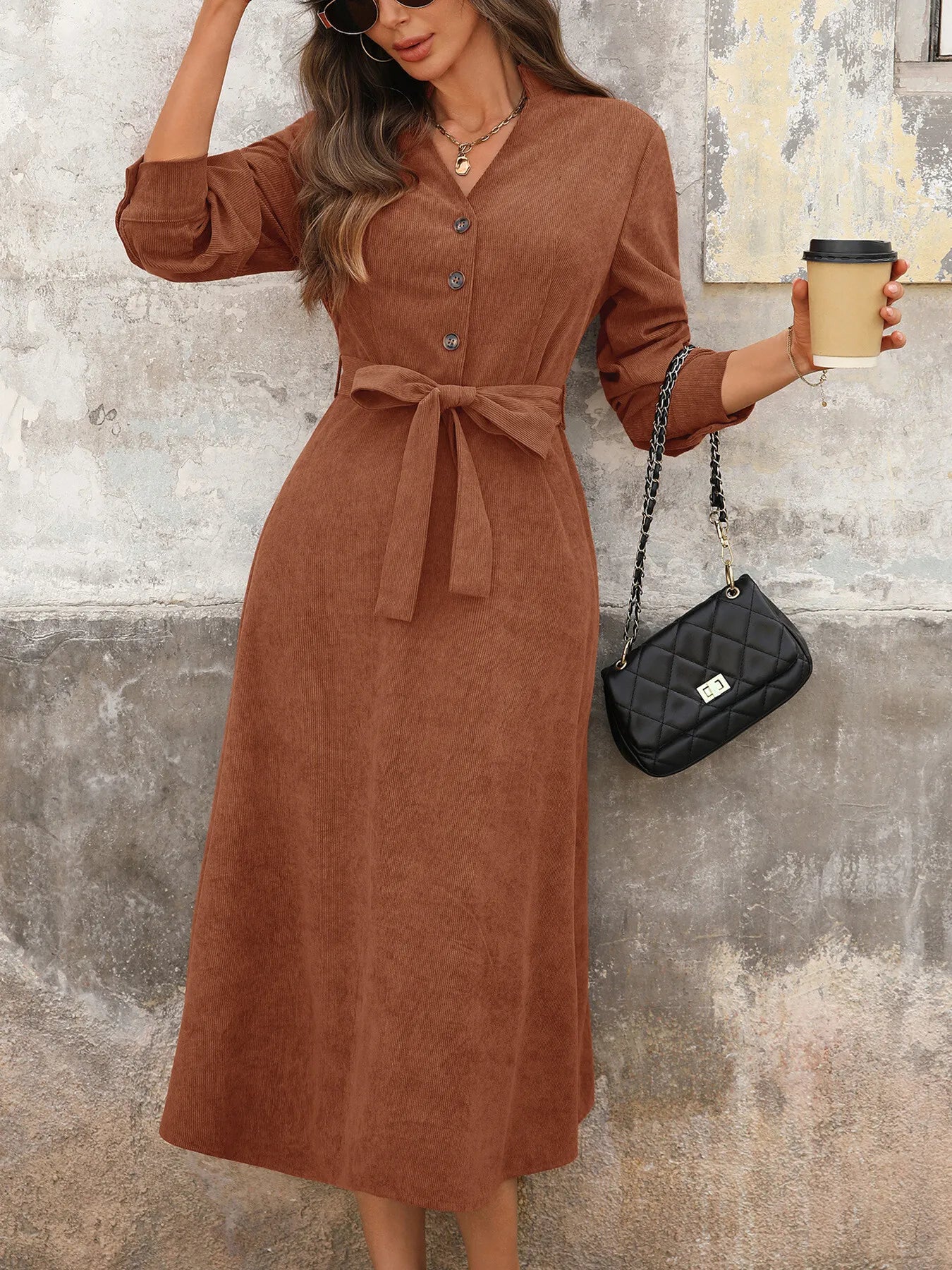 Belted Midi Dress - The Nicole - Tayan Dress Co.