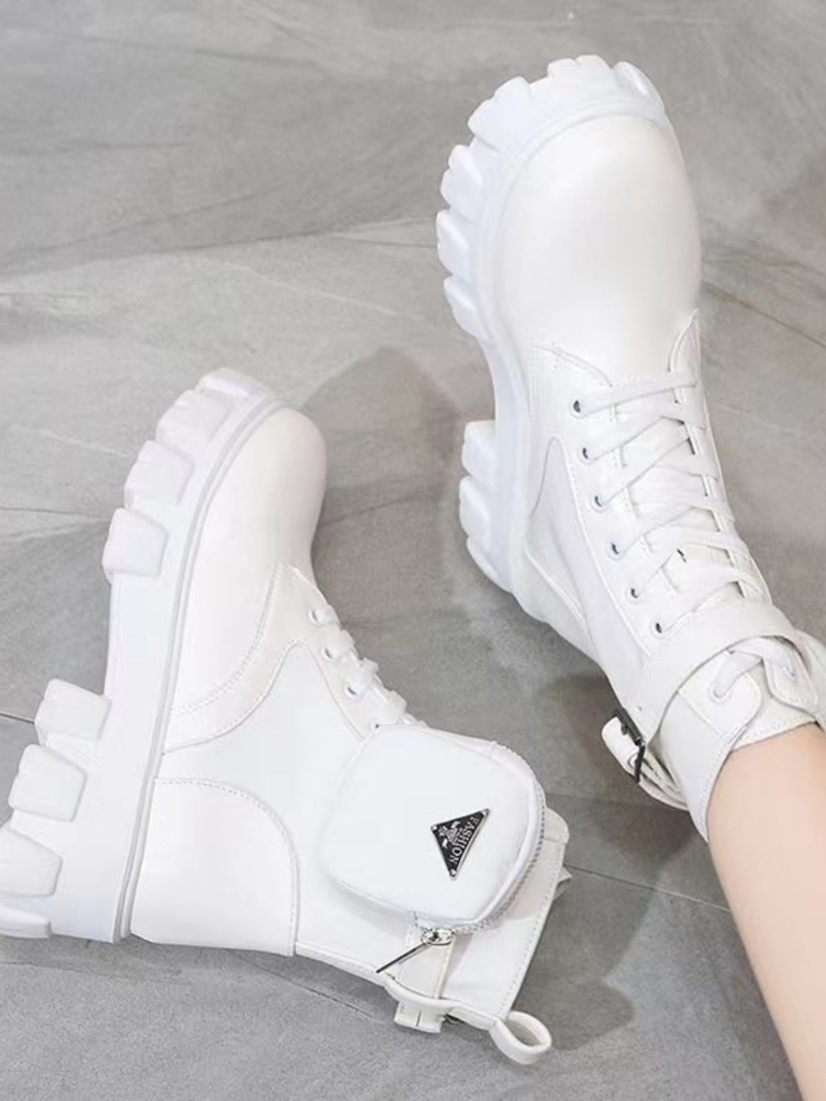 PU Leather Lace-Up Platform Boots - TNT Trends