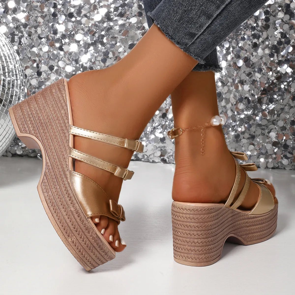 Strappy Platform Wedge Sandals - The Nicole - Tayan Dress Co.