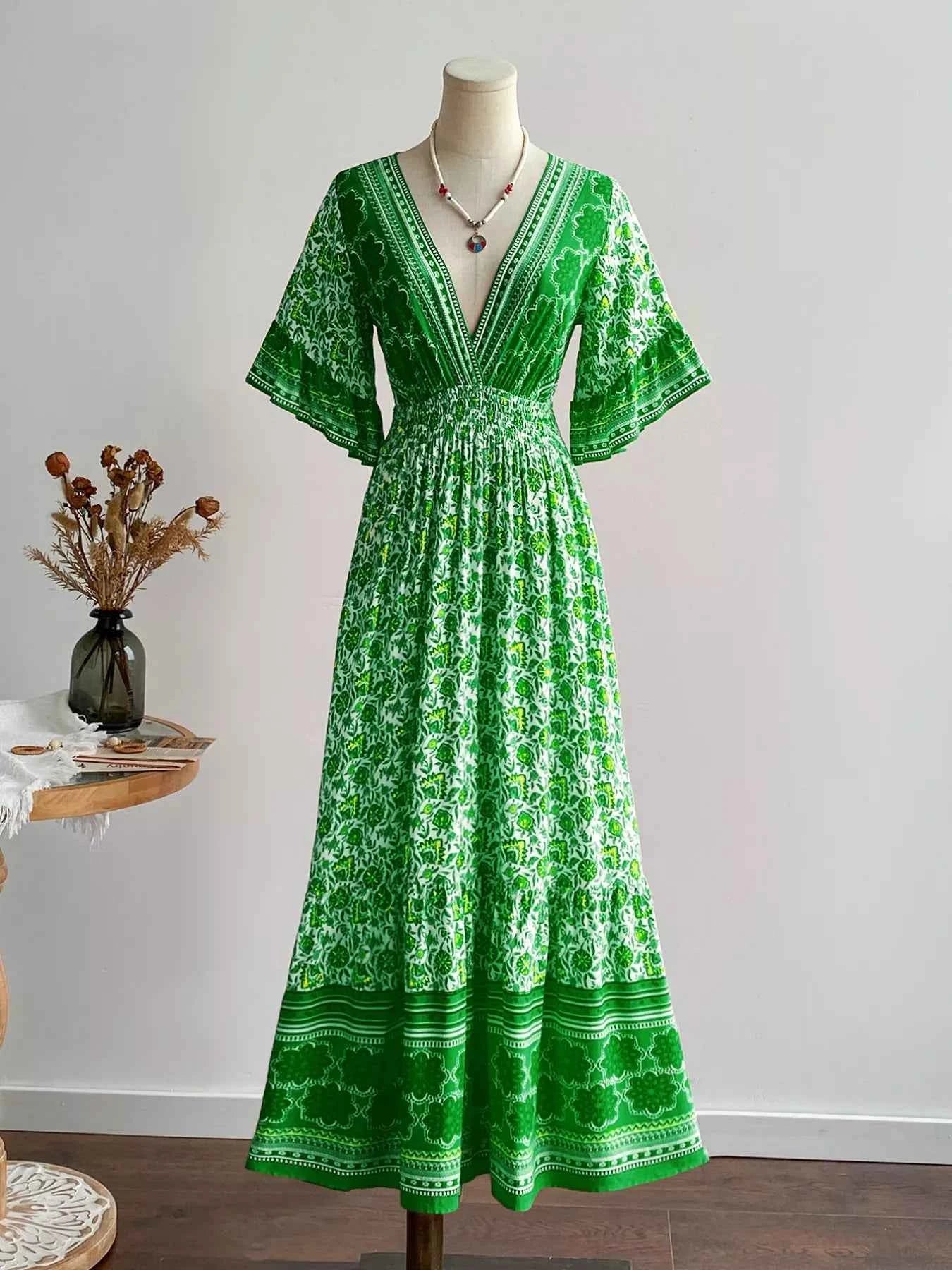 V-Neck Long Sleeve Dress