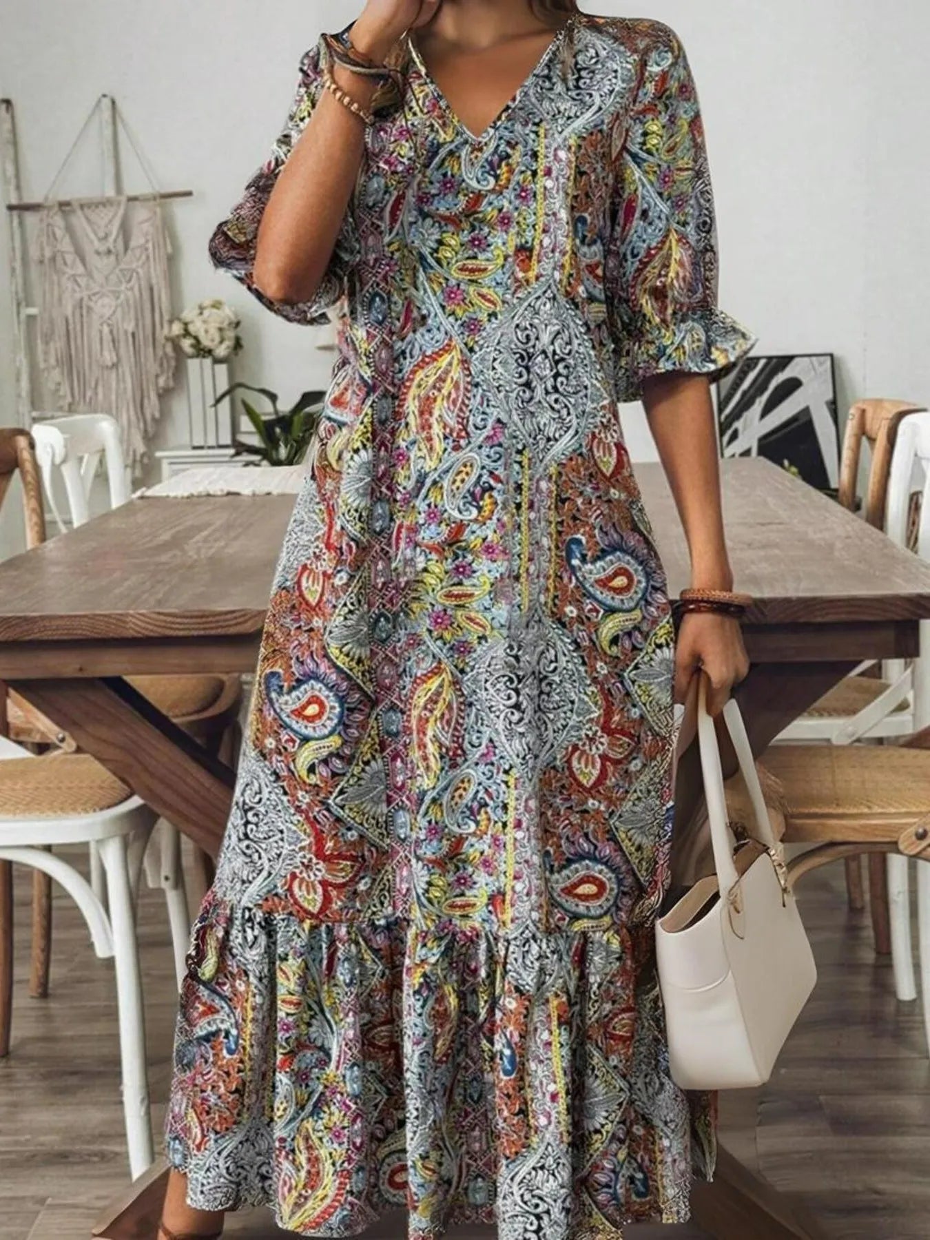 V - Neck Midi Dress - The Nicole - Tayan Dress Co.