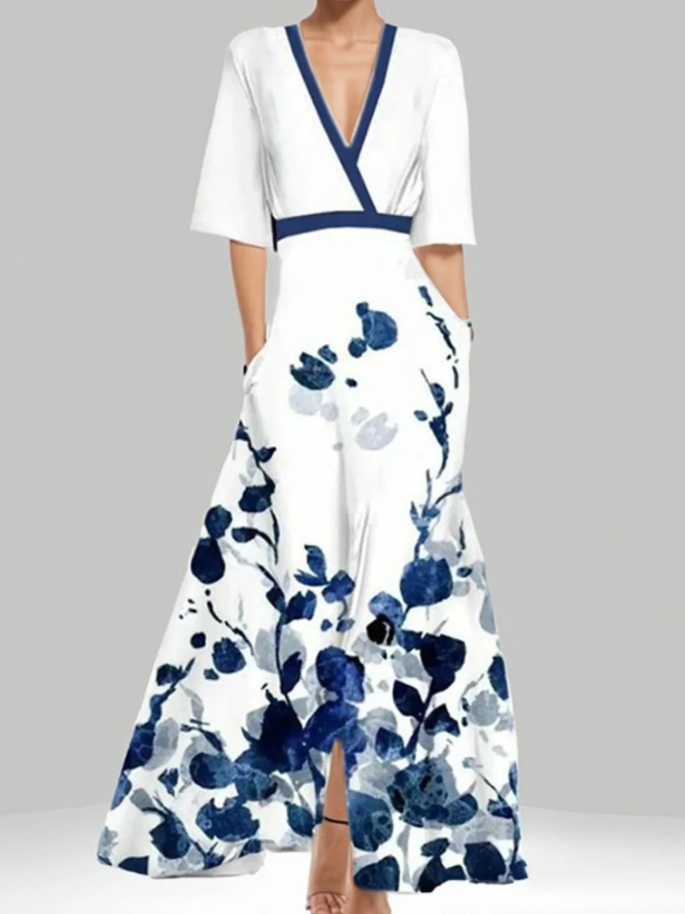 Floral Print Half Sleeve Maxi Dress - The Nicole - Tayan Dress Co.
