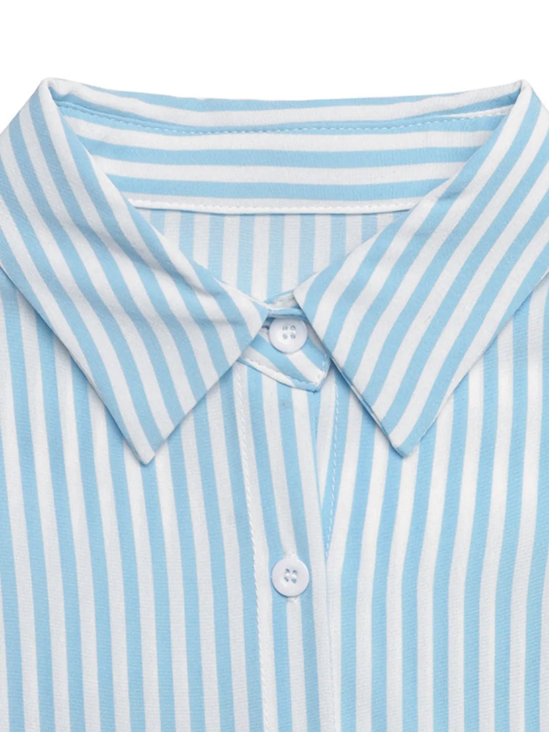 Striped Button - Down Midi Shirt Dress with Ruffle Sleeves - TNT Dress Co.