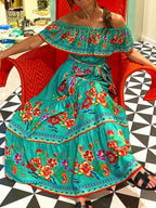 Floral Off Shoulder Ruffle Maxi Dress - TNT Dress Co.