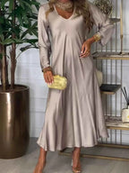 V-Neck Long Sleeve Dress