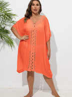 Crochet Trim V - Neck Beach Cover Up Dress - TNT Dress Co.
