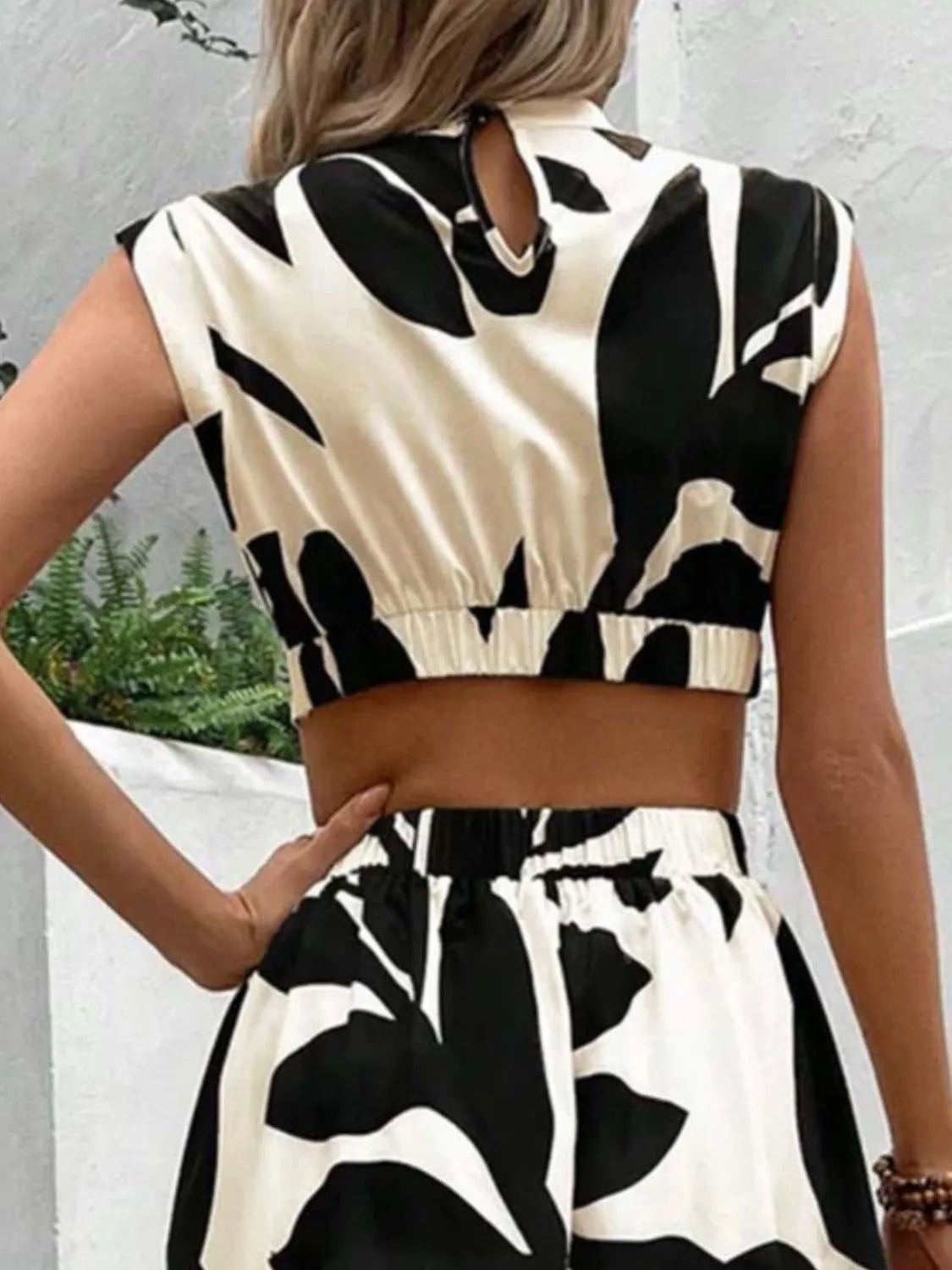 Cutout Printed Cap Sleeve Midi Dress - TNT Dress Co.