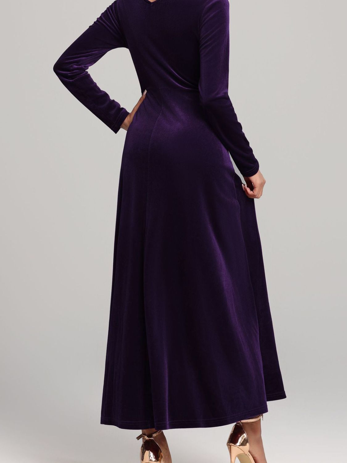 Velvet Square Neck Long Sleeve Dress - TNT Dress Co.