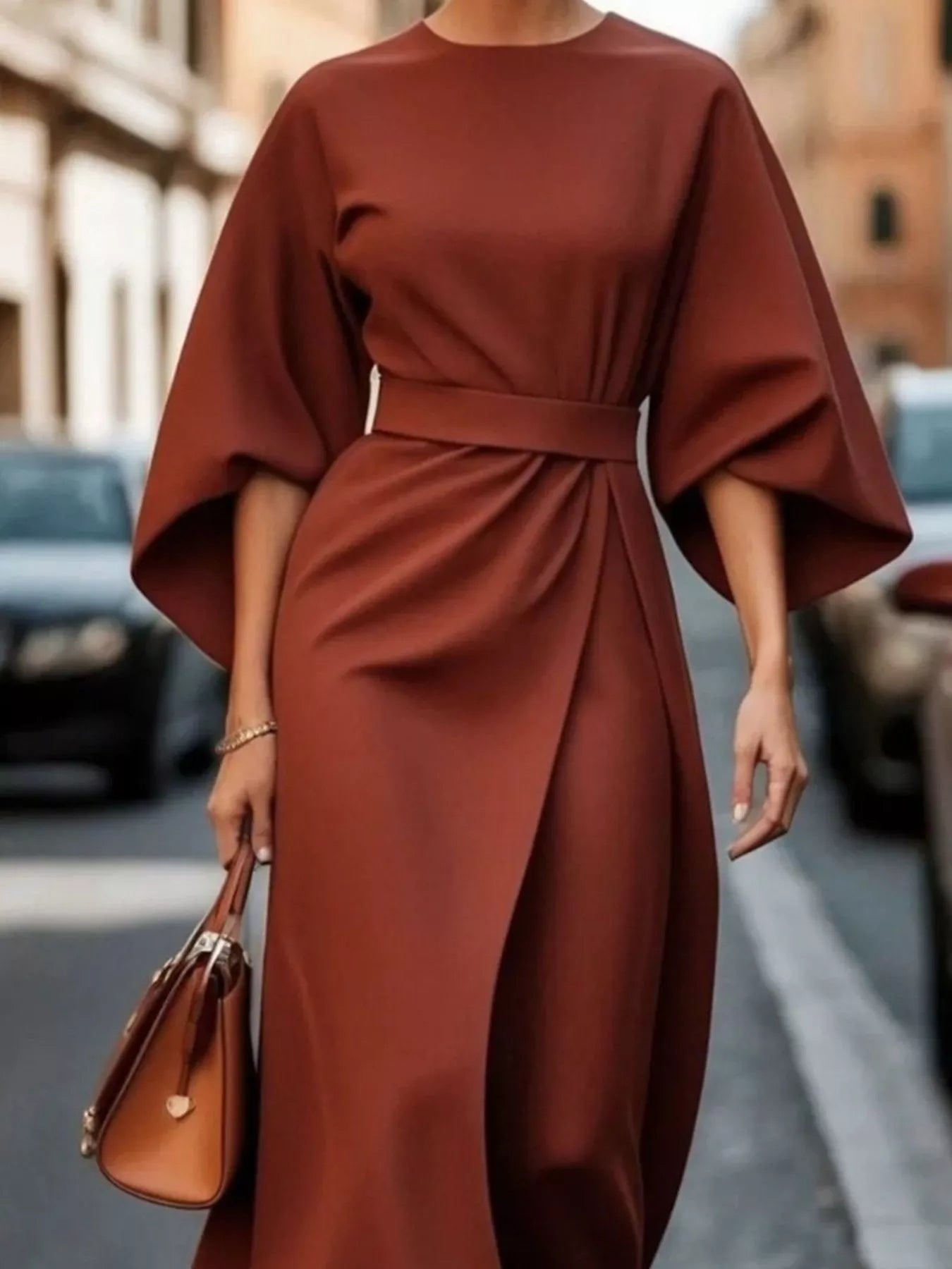 Round Neck Sleeve Dress - The Nicole - Tayan Dress Co.