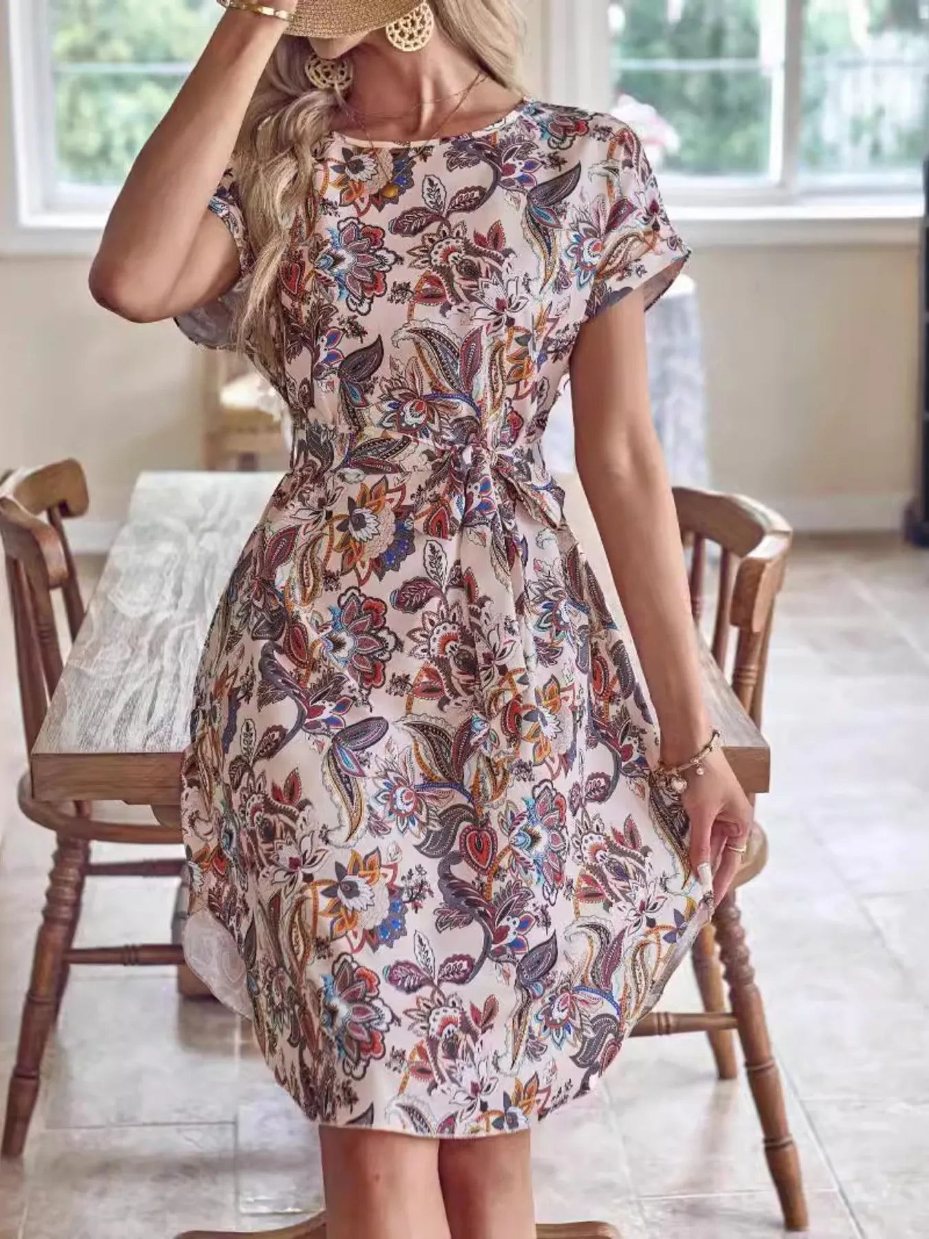 Printed Short Sleeve Casual Dress - TNT Dress Co.