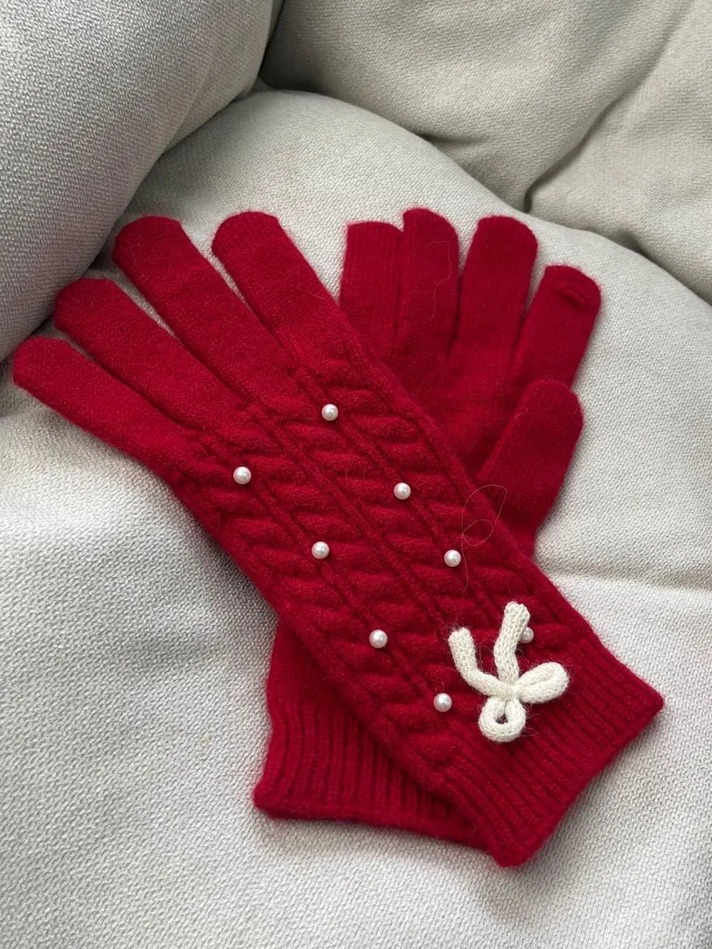 Pearl Bow Five - Finger Gloves - The Nicole - Tayan Dress Co.