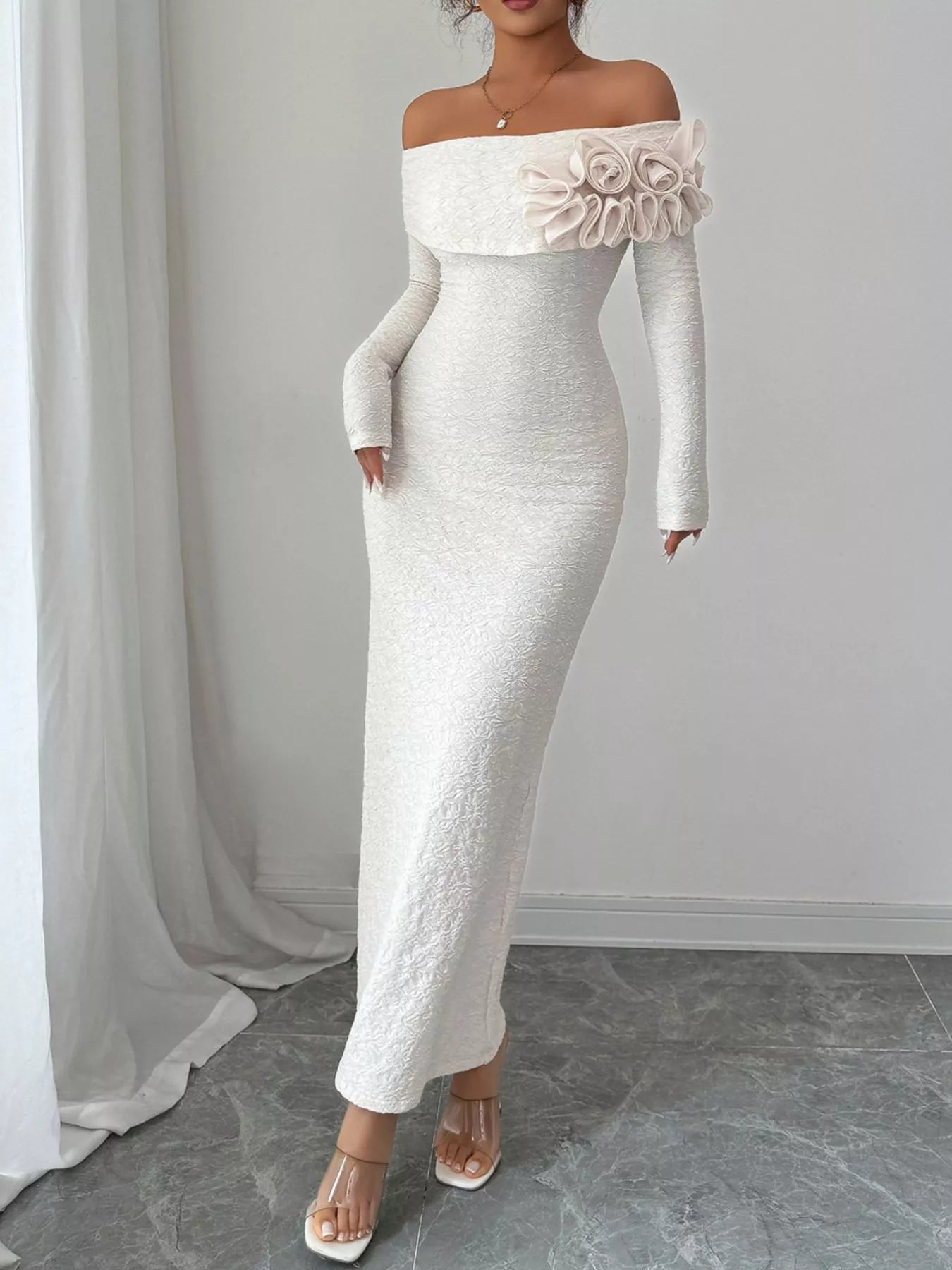 Flower Off - Shoulder Maxi Dress - The Nicole - Tayan Dress Co.