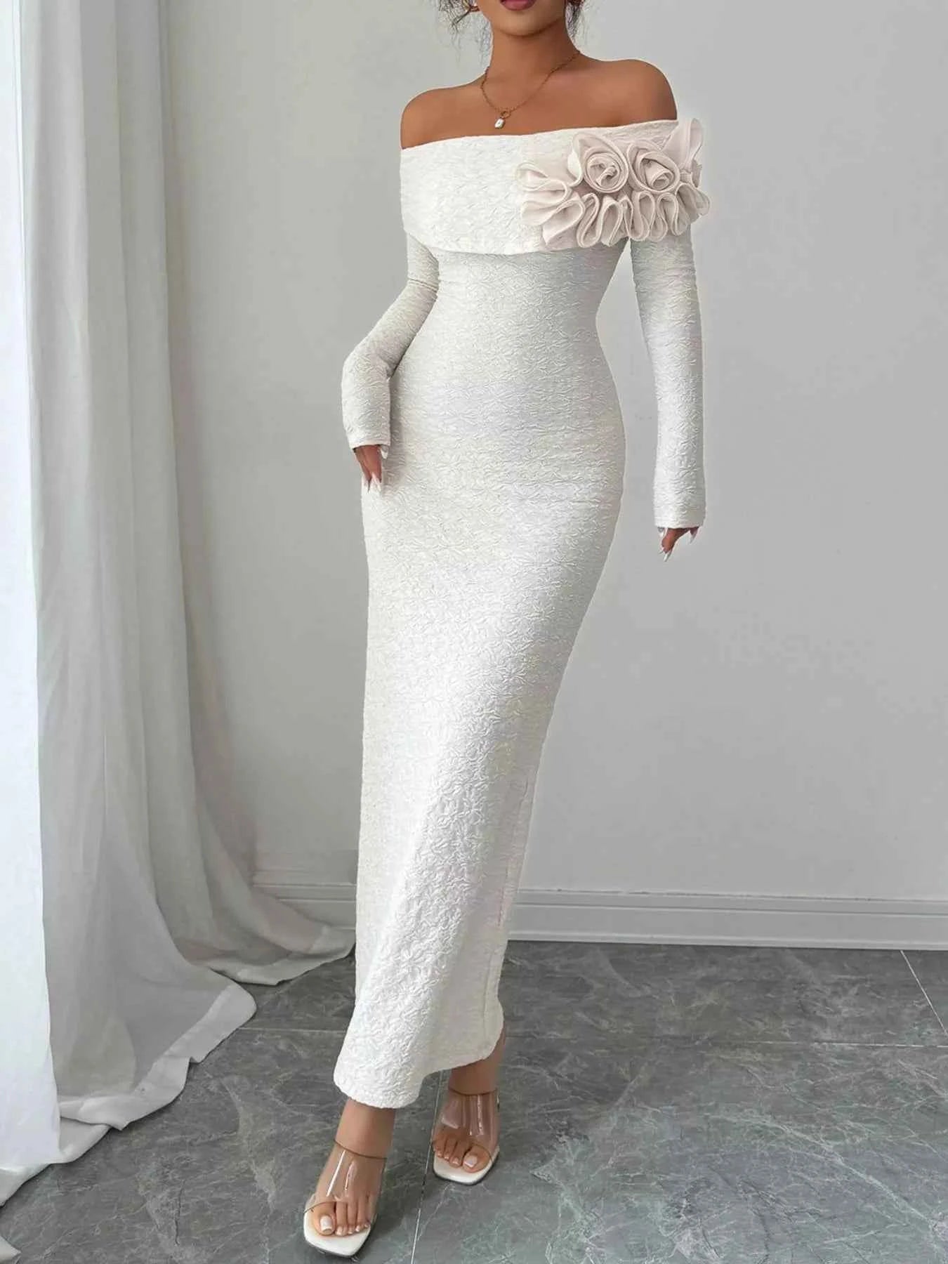 Off-Shoulder Long Sleeve Dress