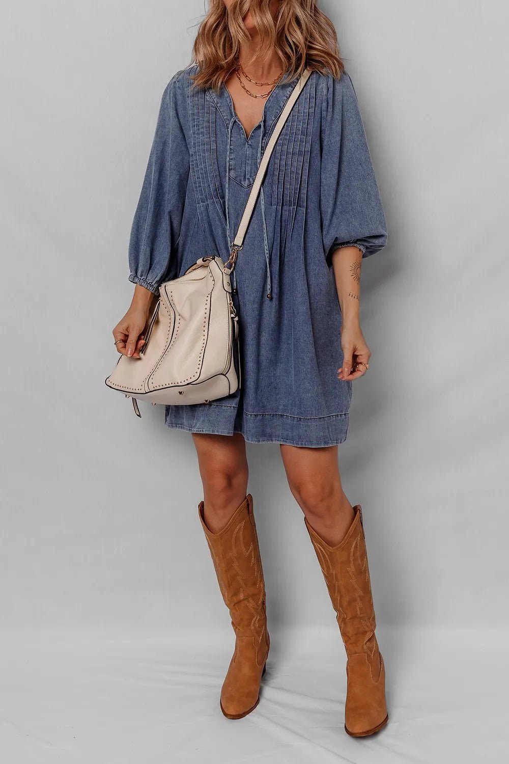 Long Sleeve Denim Dress - The Nicole - Tayan Dress Co.