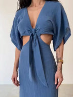 Tie Front Maxi Dress - The Nicole - Tayan Dress Co.