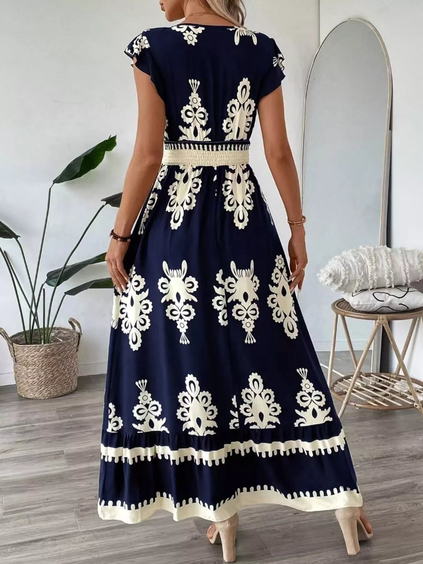 V - Neck Ruffled Sleeve Dress - The Nicole - Tayan Dress Co.