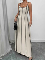Contrast Trim Spaghetti Strap Maxi Dress