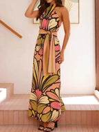 Printed Halter Neck Maxi Cami Dress - TNT Dress Co.