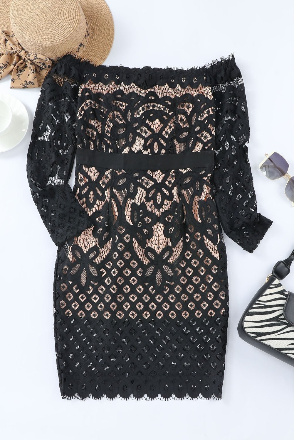 Off - Shoulder Long Sleeve Lace Dress - TNT Dress Co.