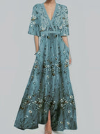 Floral Print Half Sleeve Maxi Dress - The Nicole - Tayan Dress Co.