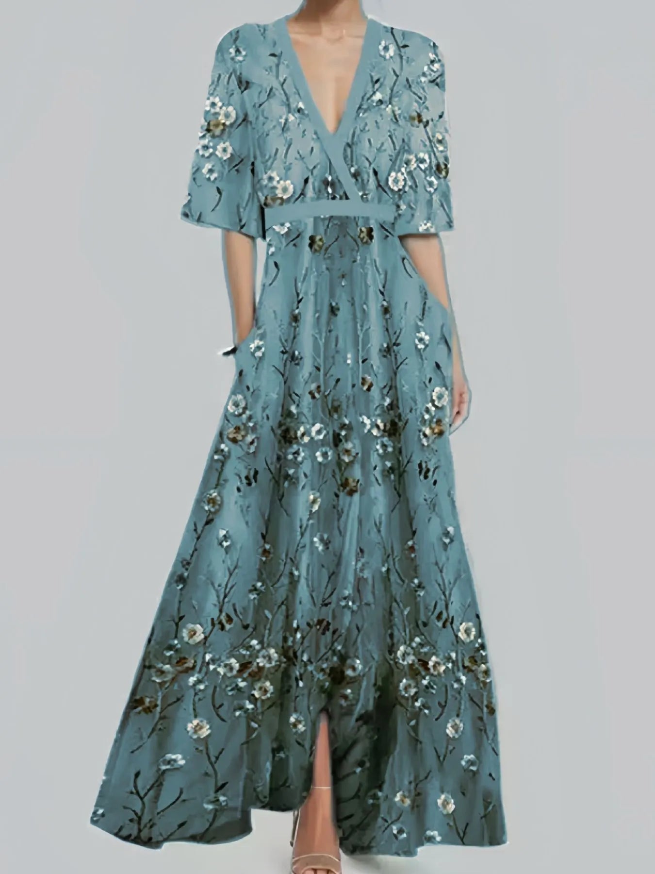 Floral Print Half Sleeve Maxi Dress - The Nicole - Tayan Dress Co.