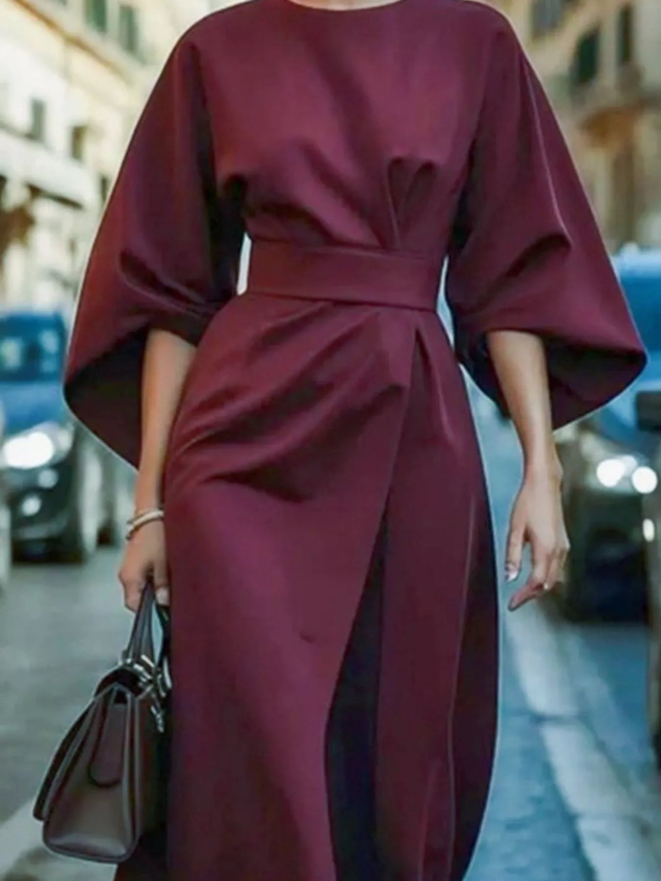 Round Neck Sleeve Dress - The Nicole - Tayan Dress Co.