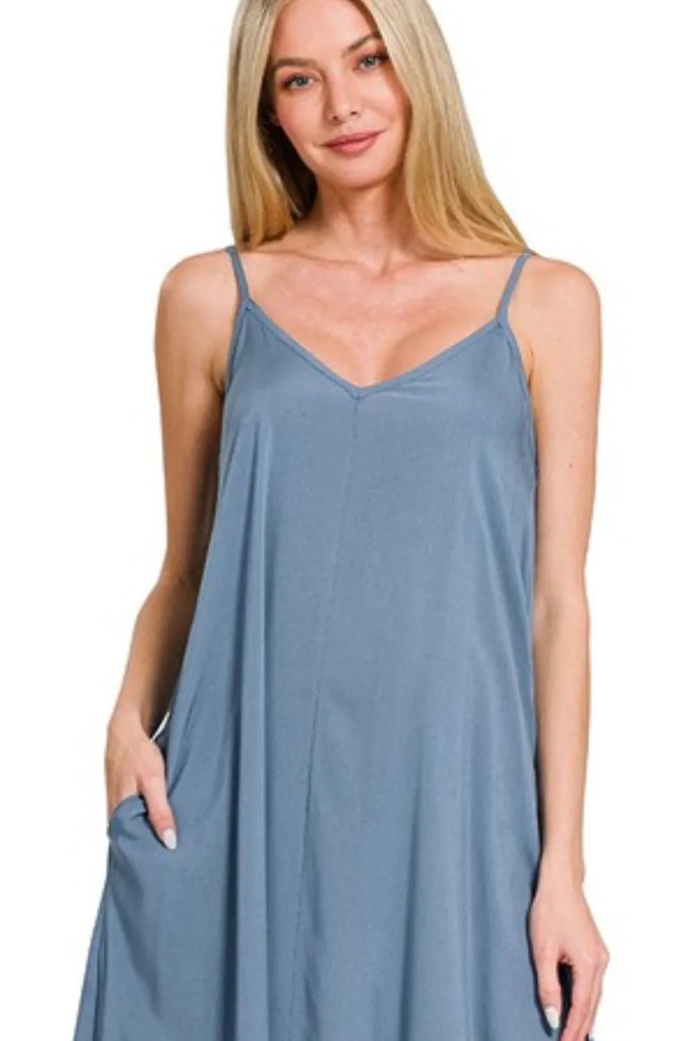 Zenana Woven Arc Hem Cami Dress With Flowy Pockets - TNT Dress Co.