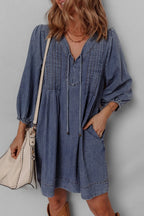 Long Sleeve Denim Dress - The Nicole - Tayan Dress Co.
