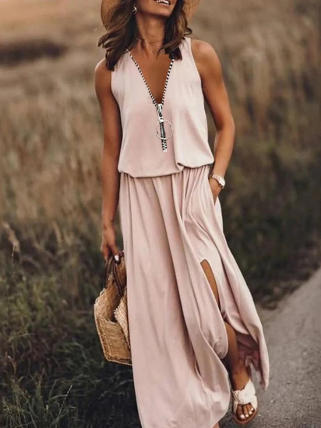 Maxi Dress with Side Slit - The Nicole - Tayan Dress Co.