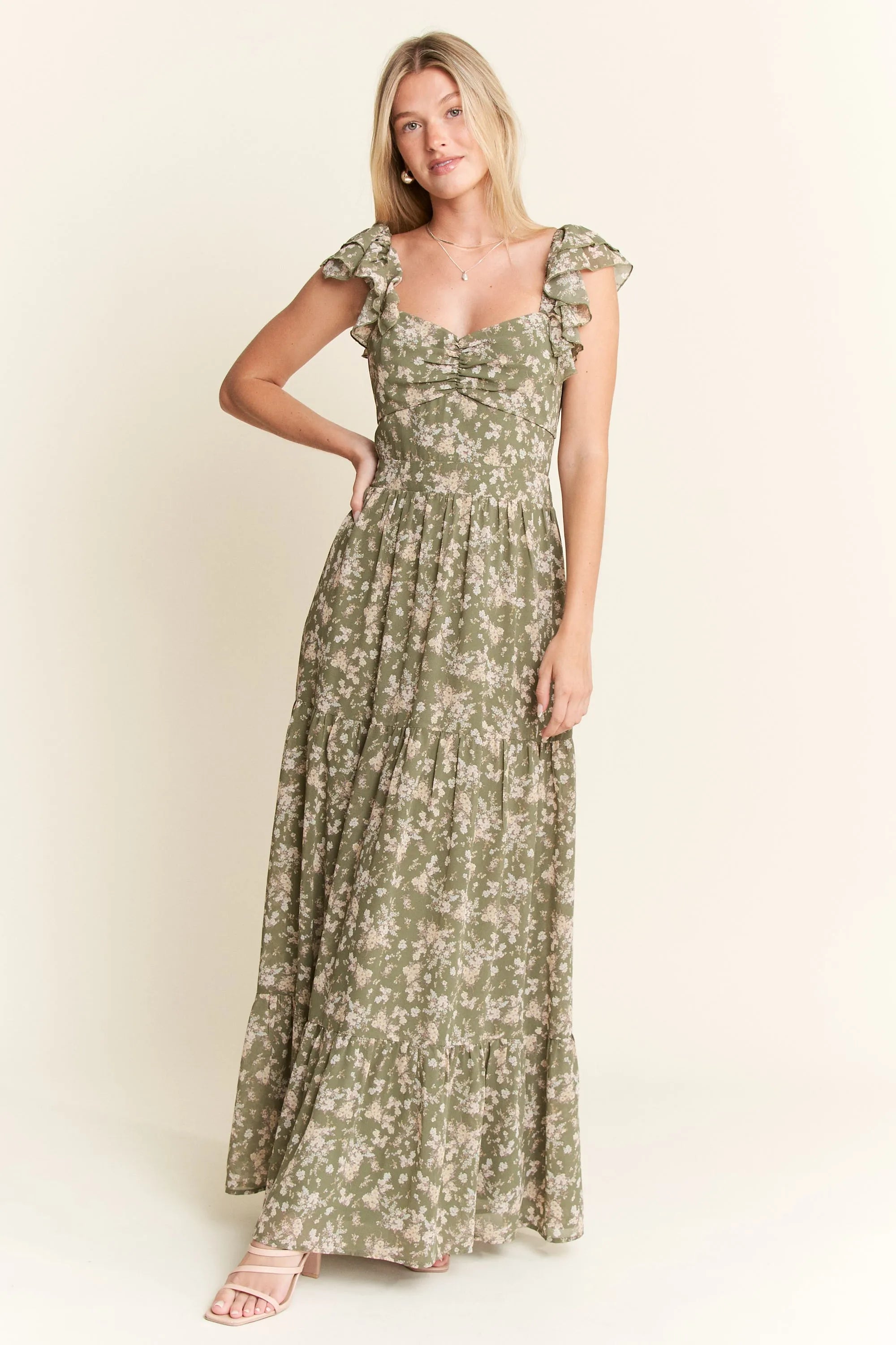 Ruffle Sleeve Tiered Maxi Dress - TNT Dress Co.