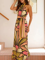 Printed Halter Neck Maxi Cami Dress - TNT Dress Co.