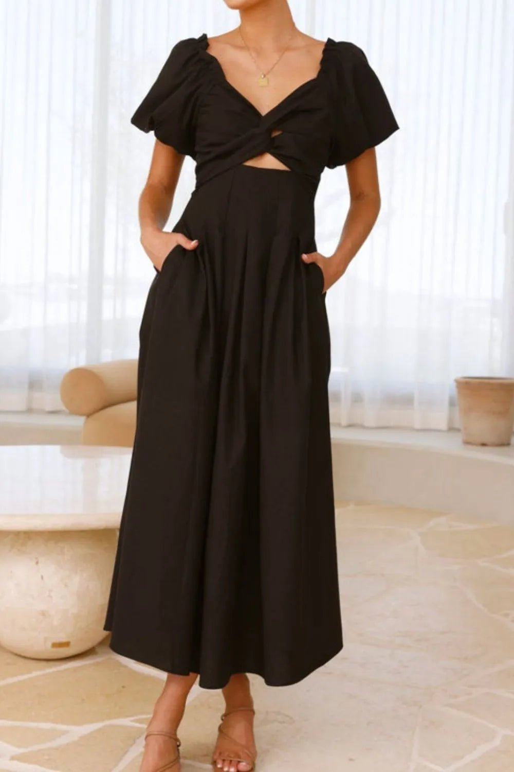 Sweetheart Neck Puff Sleeve Dress - TNT Dress Co.