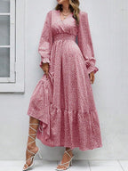 Smocked Waist Polka Dot Long Sleeve Maxi Dress - The Nicole - Tayan Dress Co.