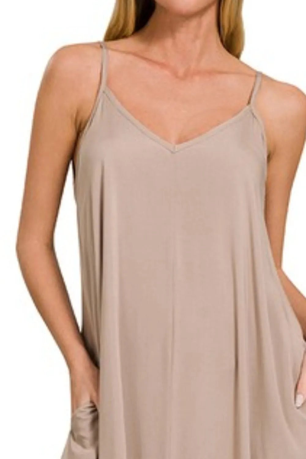 Zenana Woven Arc Hem Cami Dress With Flowy Pockets - TNT Dress Co.