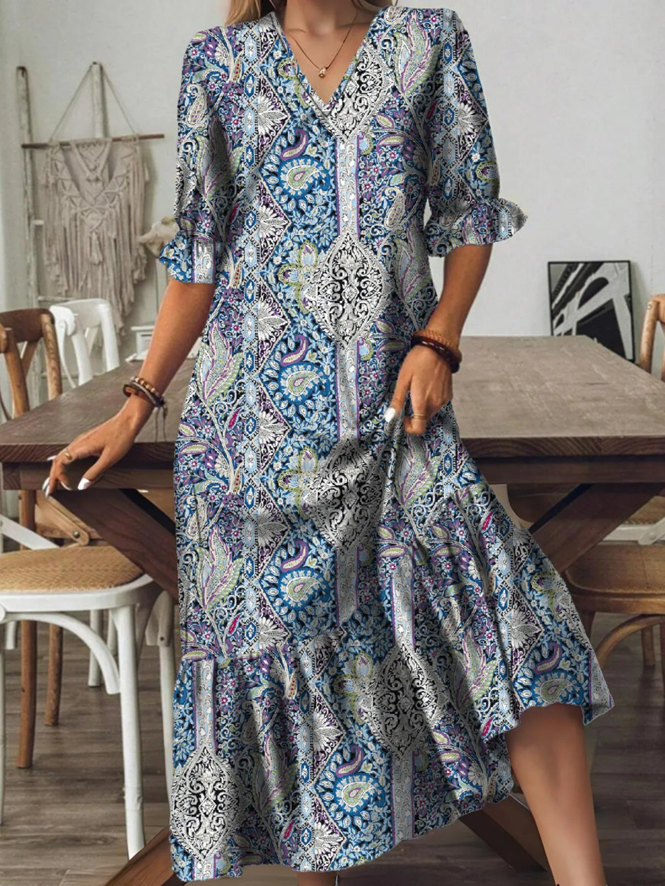 V - Neck Midi Dress - The Nicole - Tayan Dress Co.