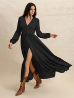 V - Neck Long Sleeve Dress - The Nicole - Tayan Dress Co.