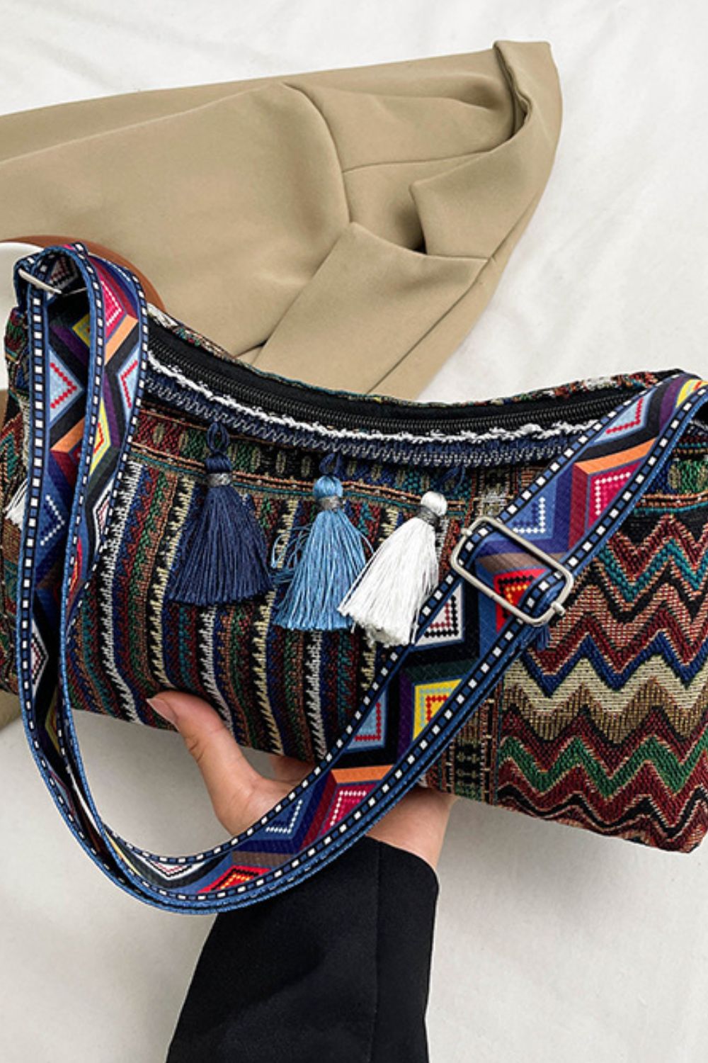 Adjustable Strap Shoulder Bag with Tassel Detail - TNT Dress Co.