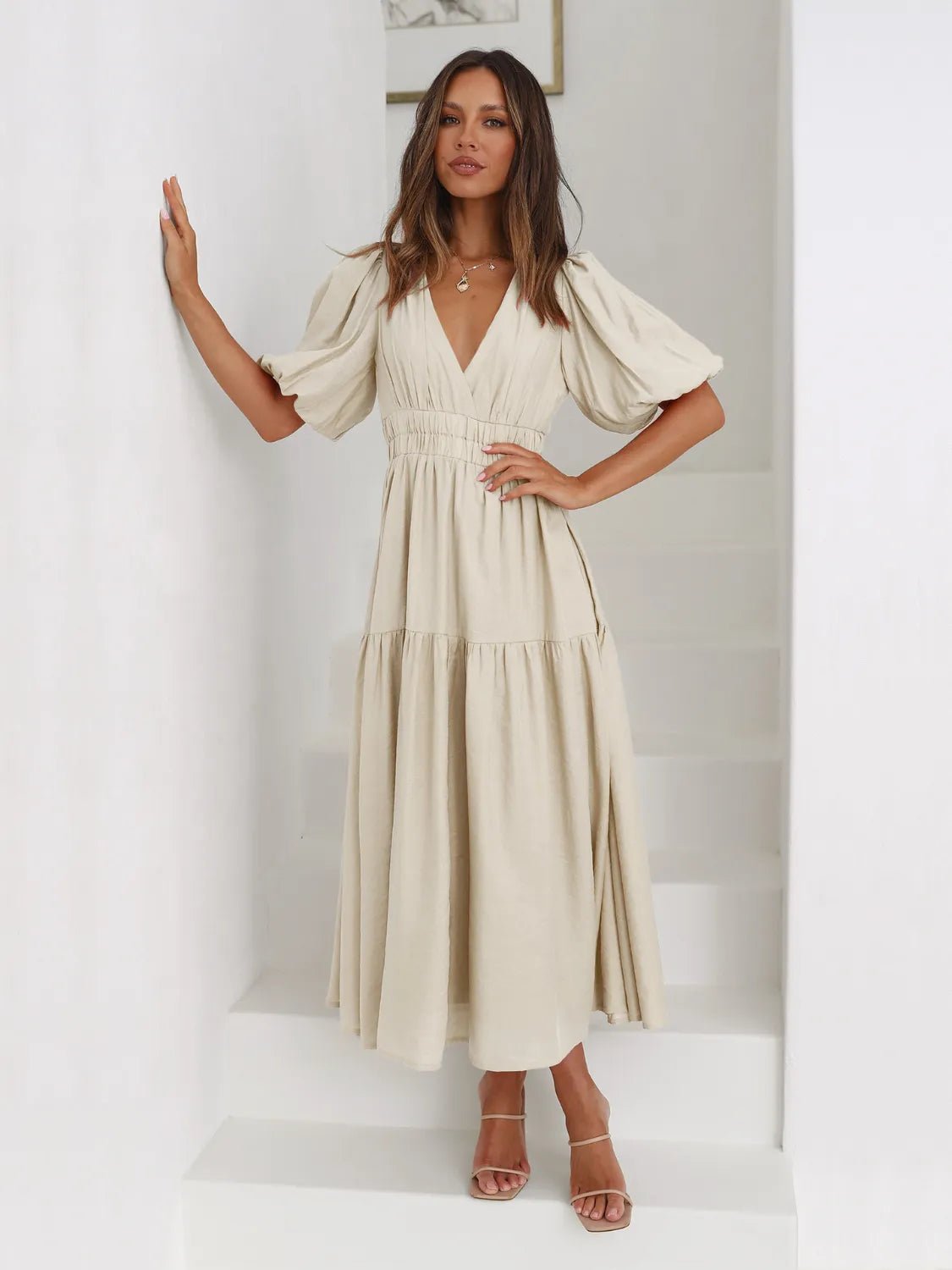 Half Sleeve Midi Dress - The Nicole - Tayan Dress Co.