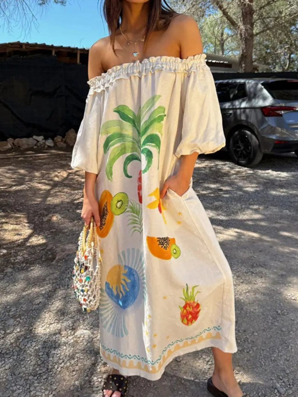 Printed Off - Shoulder Dress - The Nicole - Tayan Dress Co.