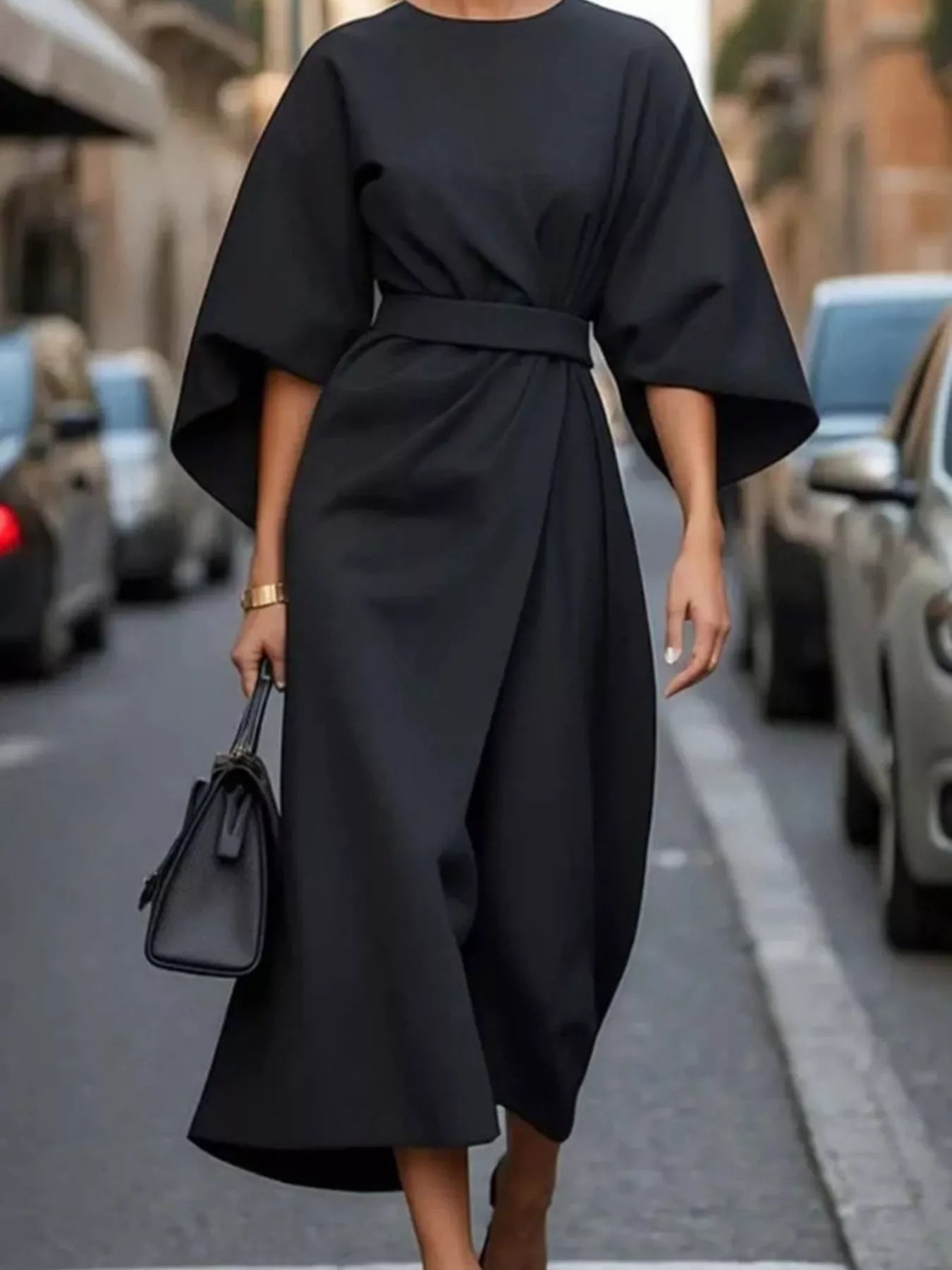 Round Neck Sleeve Dress - The Nicole - Tayan Dress Co.