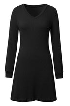 V - Neck Long Sleeve Textured Dress - TNT Dress Co.