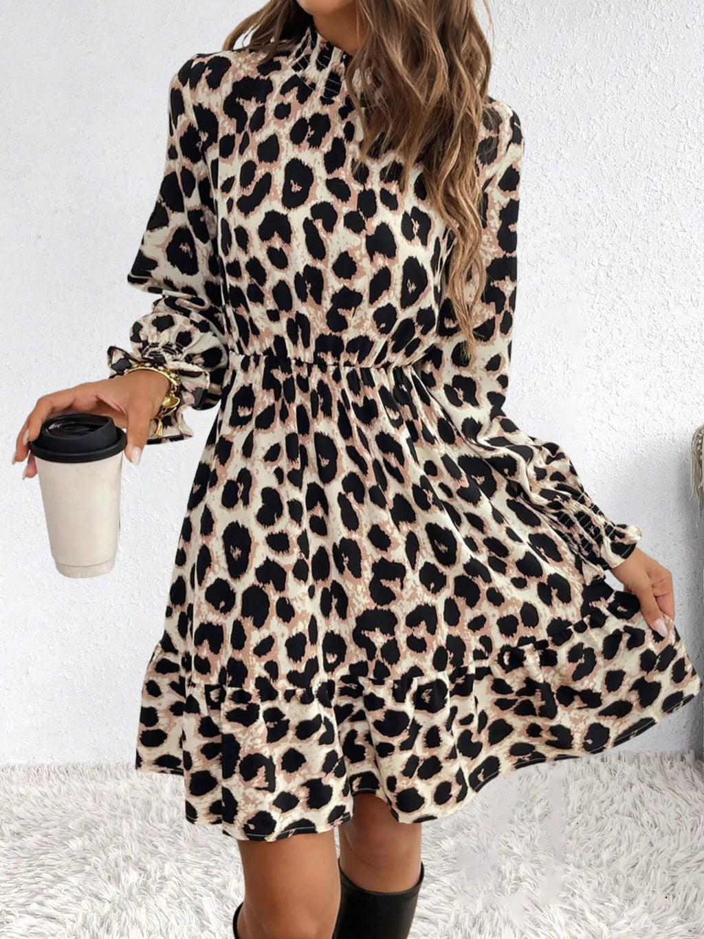 Leopard Print Long Sleeve Dress - The Nicole - Tayan Dress Co.