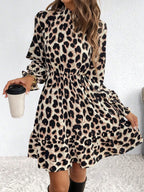 Leopard Print Long Sleeve Dress - The Nicole - Tayan Dress Co.